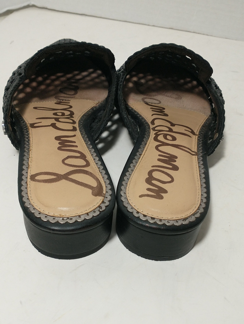 Sam Edelman Clara Leather Woven Mule Sandal, Black, Size 9.5, Cottagecore - Picture 3 of 9